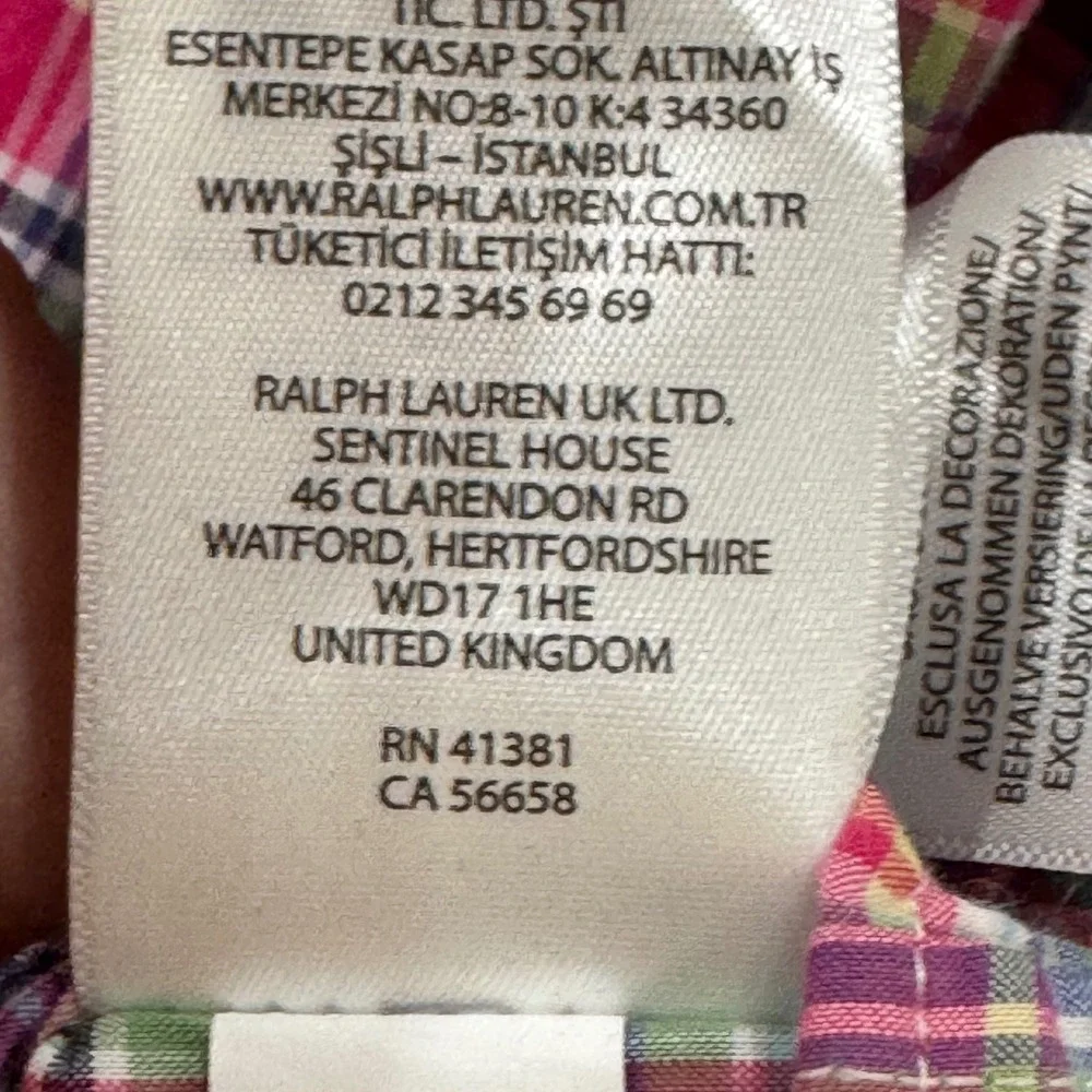 Ralph Lauren Button Down Kids Large (14-16) Pink Plaid Stretch Preppy Pony Logo
